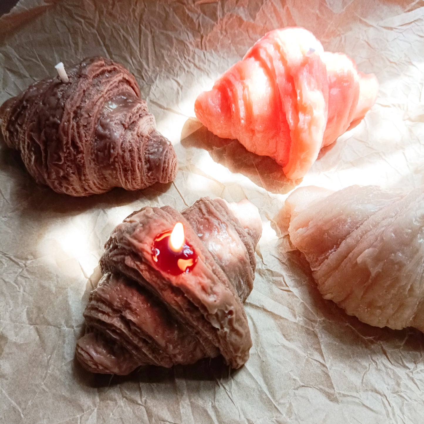 Croissant shaped candle